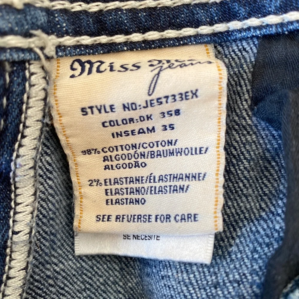 MISS ME Women's Cropped Capri‎ Jeans (cut)  Size 25 X 20 Thick Stitch Bling - Picture 7 of 8